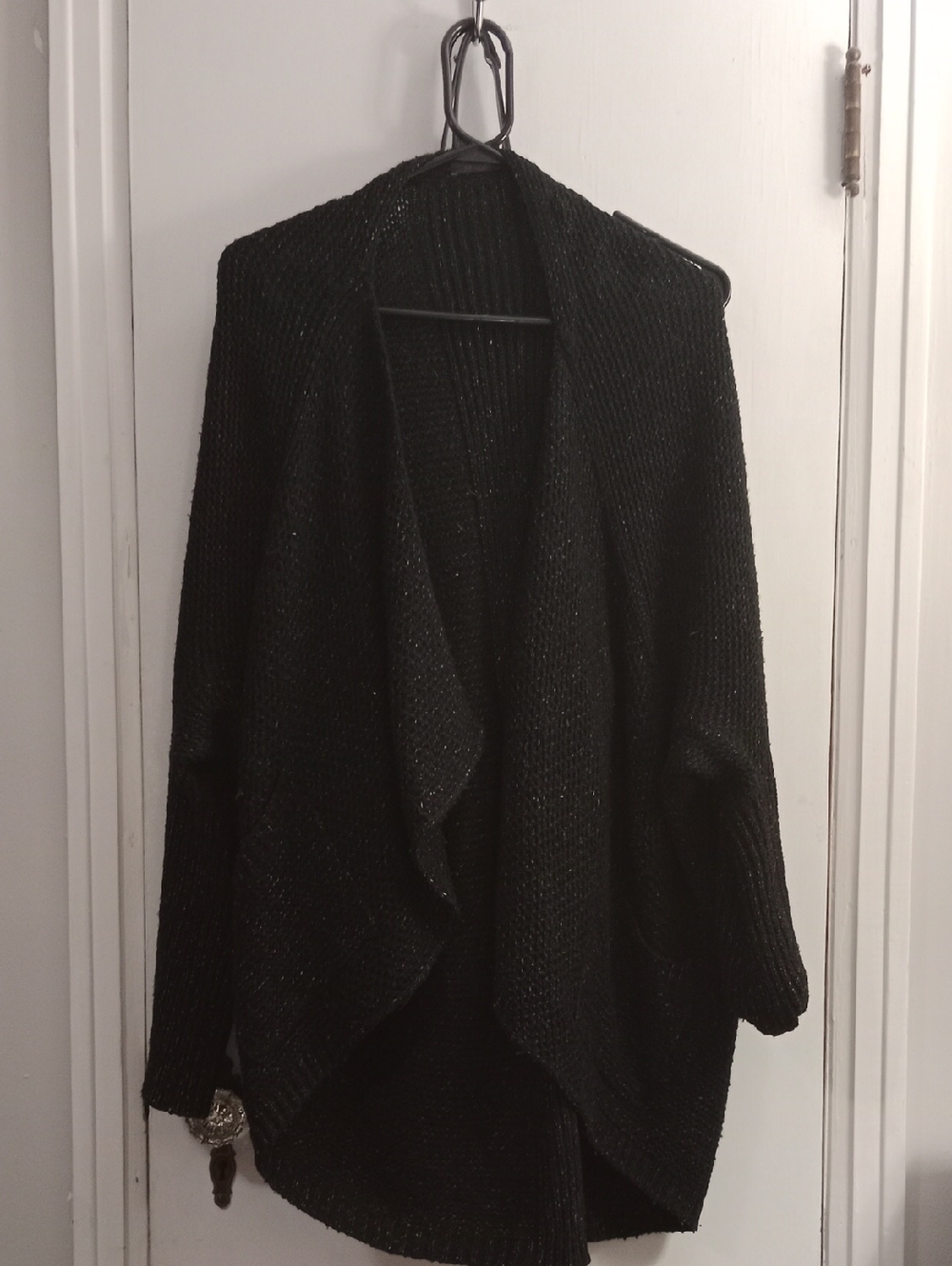 Promod Black Open-Front Draped Cardigan